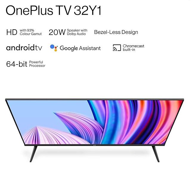 OnePlus 80 cm (32 inches) Y Series HD Ready LED Smart Android TV 32Y1 (Black)